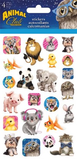 // ANIMAUX AMUSANTS - 4 FEUILLES D'AUTOCOLLANTS STANDARDS